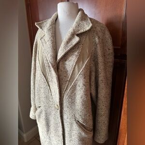 intage Tweed Wool Trench Coat w Leather Trim‎ | Union Made USA | Rare Medium